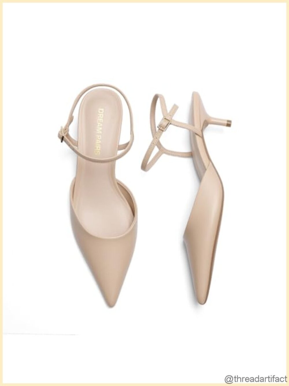 Kitten Heels Pointed Toe Slingback Pumps Faux Leather Office Wear Heels